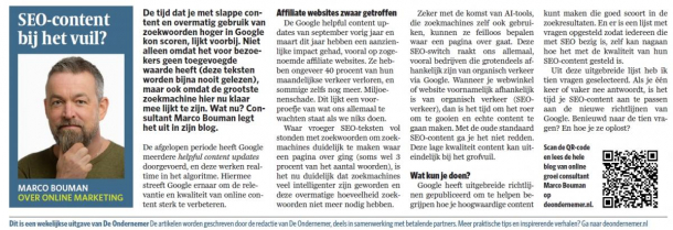 Marco Bouman in 7 dagbladen over SEO content