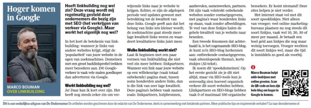 SEO specialiste Marco in het AD over linkbuilding