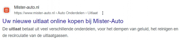 Voorbeeld meta omschrijving Mister-auto.nl